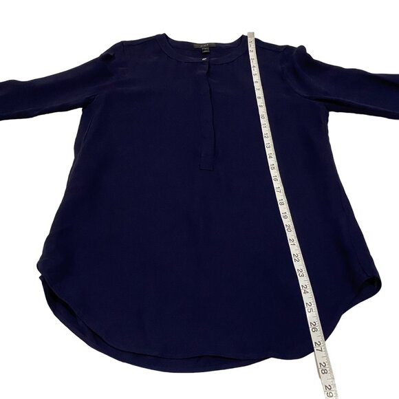 J. Crew Drapey Crepe Henley Tunic Navy Blue Blouse Size 4 - Picture 9 of 9